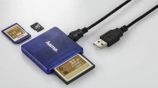  - - - 0460027 Lettore USB 2.0 per SD/HC/XC, MicroSD/HC/XC, CF I e II, blu